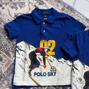 3T Polo by Ralph Lauren Blue Ski Graphic Kids Polo